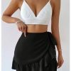 Women's High Waist Knot Front Ruffle Hem Wrap Skirt