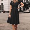 Womens Wear to Work Teacher Business Casual Dress Funeral Midi Dresses Button Down Office Clothes with Pockets