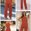 Womens Summer 2 Piece Outfits Ribbed Knit Tank Tops Wide Leg Pants Lounge Set Matching Tracksuit 2024 Spring Fashion