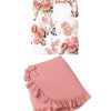 Girl's 2 Piece Floral Print Tank & Skirt Set Ruffle Sleeve Tanks and Wrap Front Skirts Summer Outfits