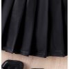 Toddler Girl's 2 Piece Outfits Button Collar Tank Top Pleated Pu Leather Aline Skirt Set