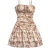 Women's Plus Size Boho Floral Cami Dress Ruched Spaghetti Strap A Line Short Dresses