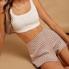 Women's Plaid High Waisted Asymmetrical Vintage Skirt Casual Shorts Skort