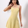 Women's Criss Cross Backless Sleeveless Mini Cami Dress Flared A Line Dresses