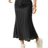 Women's Polka Dots Fishtail Midi Skirt Elastic Waist Ruffle Hem Mesh Bodycon Skirt