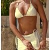 Women's 3 Piece Bow Bikini Set Halter Triangle Swimsuit Bathing Suit with Beach Skirt