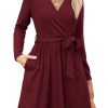 Womens 2025 Fall Dresses Teacher Church Business Casual Work Outfits Knit Midi Sweater Pockets Belt Dress