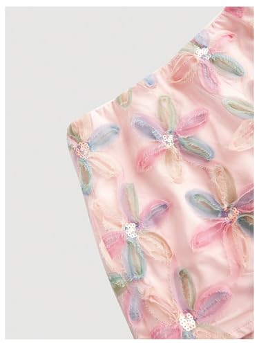 Women's Floral Appliques Mesh Skirt Low Rise Mini Skirts