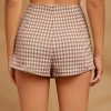 Women's Plaid High Waisted Asymmetrical Vintage Skirt Casual Shorts Skort