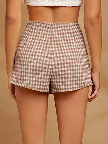 Women's Plaid High Waisted Asymmetrical Vintage Skirt Casual Shorts Skort