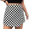 Women's Plus Size Plaid Checkered Skorts Elastic Waist Wrap Asymmetrical Skirt Shorts