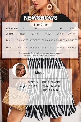 Women 2025 Summer Dress Square Neck Formal Short Sleeve Business Casual Outfits Ruffle Spring Pockets Sundress