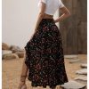 Women's Boho Floral Print Ruffle Maxi Skirt High Waisted Split Long Skirts