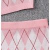 Girl's 2 Piece Outfits Argyle Pattern Sleeveless Sweater Vest and Bodycon Skirt Set