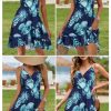 Womens Summer Dress 2024 Spring Sundresses Floral Flowy Casual Beach Vacation Wrap V Neck Spaghetti Strap Dresses