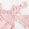 Womens Summer Ruffle Sleeve Sweetheart Neckline Printing Dress Mini Dresses
