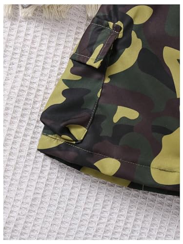 Girl's 2 Piece Outfits Letter Graphic Print Short Sleeve T-Shirt and Camo Print Cargo Skirt Set