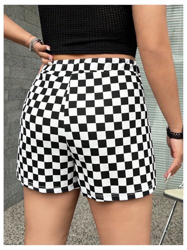 Women's Plus Size Plaid Checkered Skorts Elastic Waist Wrap Asymmetrical Skirt Shorts