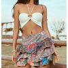 Women's Paisley Print Tiered Layers Mini Cake Skirt Low Rise Vacation Bohemian Skirt