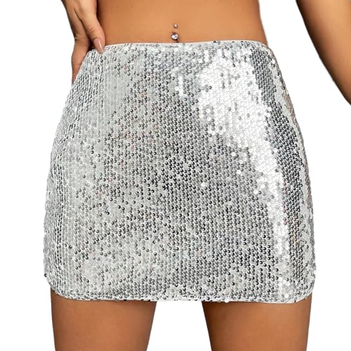 Women's Sequin Low Waist Cocktail Party Club Stretch Bodycon Mini Skirt
