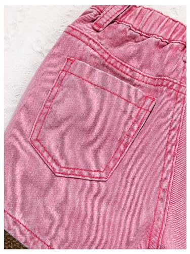 Girl's Wrap Button Front Asymmetrical Hem Denim Skort High Waist Skirt Shorts