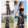 Women Summer 2025 Maxi Dress Vacation Floral Spaghetti Strap Spring Casual Boho Split Beach Long Flowy Sundress