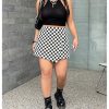 Women's Plus Size Plaid Checkered Skorts Elastic Waist Wrap Asymmetrical Skirt Shorts