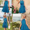 Womens 2025 Summer Dress Halter Wedding Guest Casual Beach Vacation Outfits Belted Sundresses with Pockets