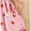 Toddler Girl's Plaid Strawberry Print Flared Cami Dress Cute Swing Dress with Bag