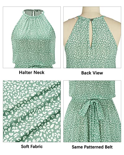 Womens 2025 Summer Dress Halter Wedding Guest Casual Beach Vacation Outfits Belted Sundresses with Pockets