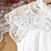 Toddler Girl's Lace Mock Neck Cap Sleeve Dress Belted A Line Flared Dresses