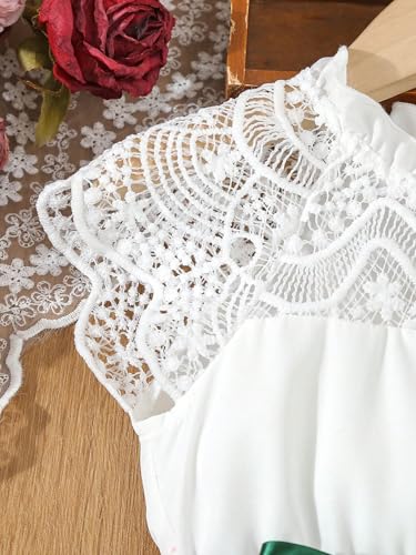 Toddler Girl's Lace Mock Neck Cap Sleeve Dress Belted A Line Flared Dresses