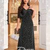 Women Sequin Formal Party Dress Cocktail Evening Gown Wedding Dresses with Shawl