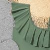 Girl's 2 Piece Swimsuit Asymmetrical Ruffle One Piece with Tropical Print Cover Up Skirt