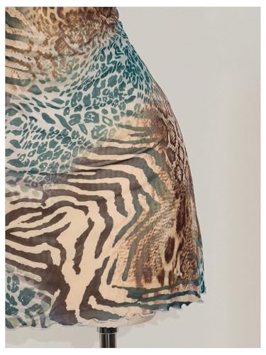 Women's Plus Size Leopard Print Draped Cowl Neck Cami Dress Criss Cross Backless Mini Dresses
