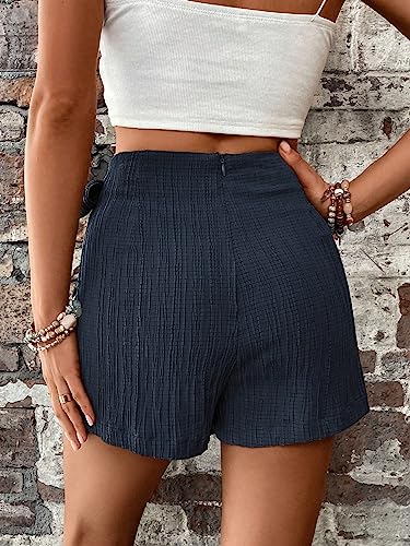 Women's Summer Mini Wrap Shorts Knot High Waist Belted Skorts Zipper Casual Loose Skirt