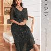 Women Sequin Formal Party Dress Cocktail Evening Gown Wedding Dresses with Shawl