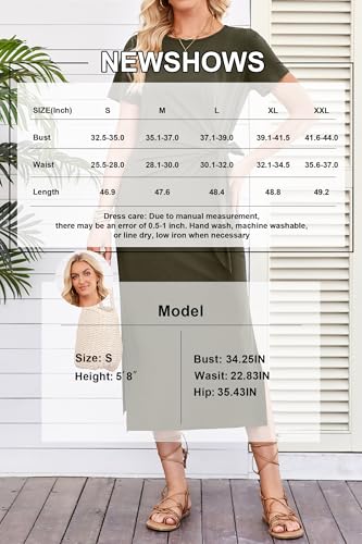 Women 2025 Summer Casual Dress Tie Waist T Shirt Short Sleeve Beach Crew Neck Slit Maxi Trendy