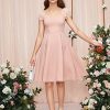 Girl's Appliques Mesh Puff Sleeve Square Neck Ruffle Hem Dress