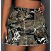 Women's Plus Size Y2K Mini Denim Skirt High Waist Bodycon Cargo Skirts with Flap Pocket