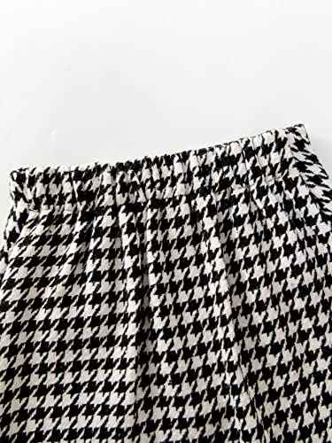 Girl's 2 Piece Houndstooth Outfits Tweed Jacket and Skirt Set Tea Party Suits