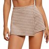 Women's Plaid High Waisted Asymmetrical Vintage Skirt Casual Shorts Skort