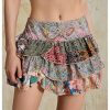 Women's Paisley Print Tiered Layers Mini Cake Skirt Low Rise Vacation Bohemian Skirt