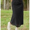 Women's Polka Dots Fishtail Midi Skirt Elastic Waist Ruffle Hem Mesh Bodycon Skirt