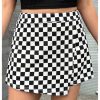 Women's Plus Size Plaid Checkered Skorts Elastic Waist Wrap Asymmetrical Skirt Shorts