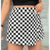 Women's Plus Size Plaid Checkered Skorts Elastic Waist Wrap Asymmetrical Skirt Shorts