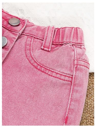 Girl's Wrap Button Front Asymmetrical Hem Denim Skort High Waist Skirt Shorts