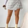 Women's Plus Size Plaid High Waist Split Asymmetrical Hem Mini Skirt