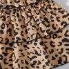Girl's 2 Piece Set Graphic Short Sleeve Leopard Layered Ruffle A Line Skirt Outfits
