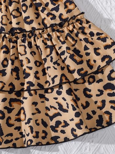 Girl's 2 Piece Set Graphic Short Sleeve Leopard Layered Ruffle A Line Skirt Outfits